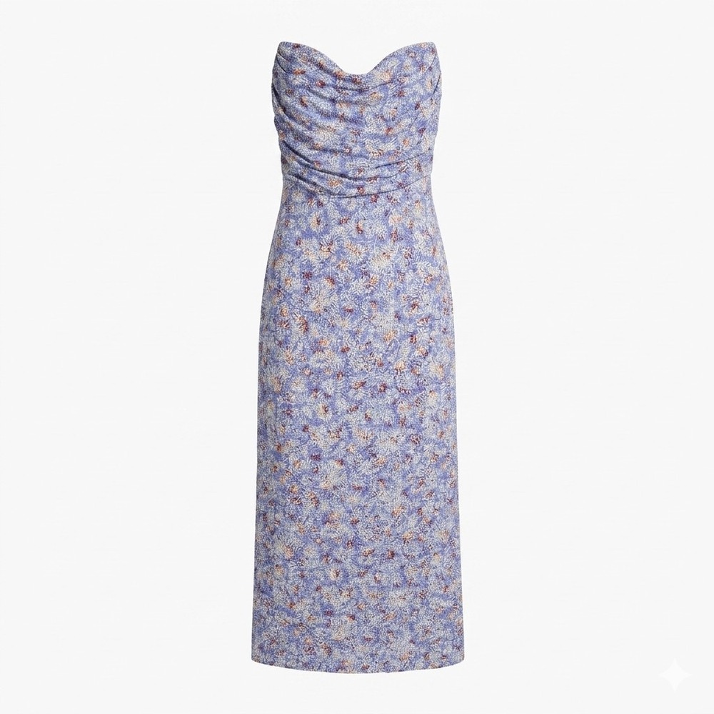 J.Jill Strapless Floral Maxi Dress Women's Medium Blue Lightweight Summer Casual